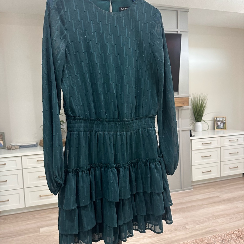 Express Teal Long Sleeve Dress